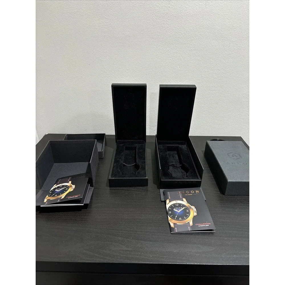 Vintage ANCON 3x Black empty watch box only (no watch) with manuals *READ*